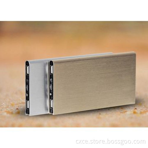 Metal power bank, 12800mAh, metal cover, dual USB, ultra-slim, PB08